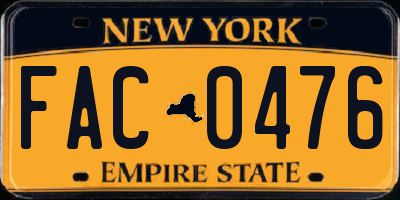NY license plate FAC0476