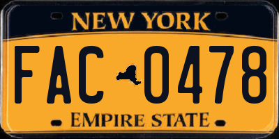 NY license plate FAC0478