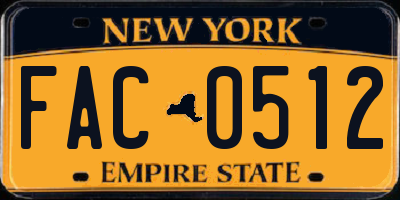 NY license plate FAC0512