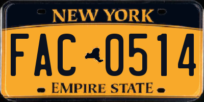 NY license plate FAC0514