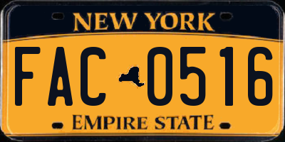 NY license plate FAC0516