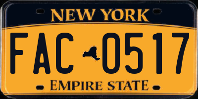 NY license plate FAC0517