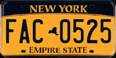 NY license plate FAC0525