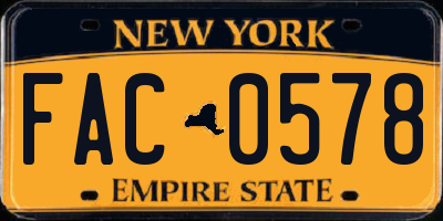 NY license plate FAC0578