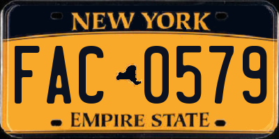 NY license plate FAC0579