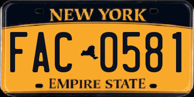 NY license plate FAC0581
