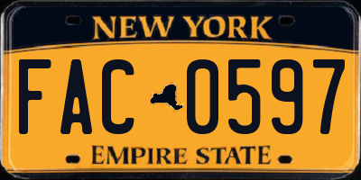 NY license plate FAC0597