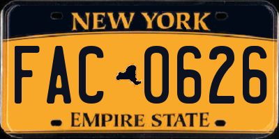 NY license plate FAC0626