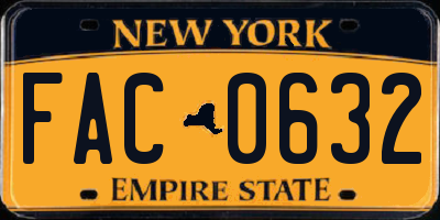 NY license plate FAC0632