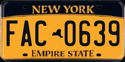 NY license plate FAC0639