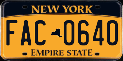 NY license plate FAC0640