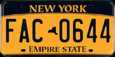 NY license plate FAC0644