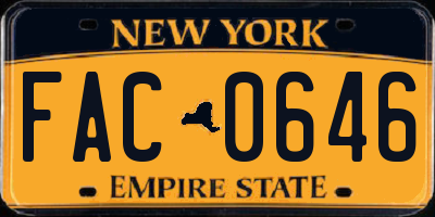 NY license plate FAC0646
