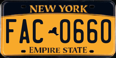 NY license plate FAC0660