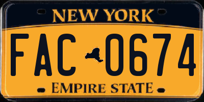 NY license plate FAC0674
