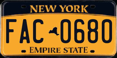 NY license plate FAC0680