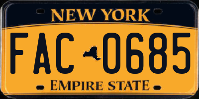 NY license plate FAC0685