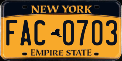 NY license plate FAC0703