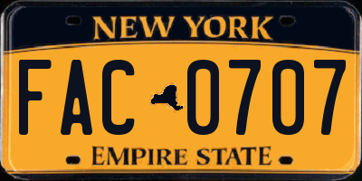 NY license plate FAC0707
