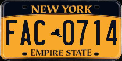 NY license plate FAC0714