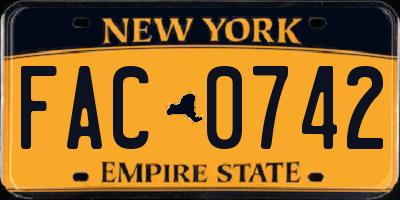 NY license plate FAC0742