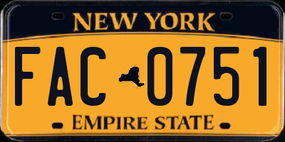 NY license plate FAC0751