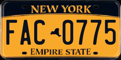 NY license plate FAC0775