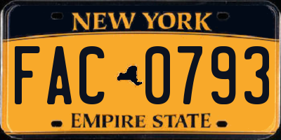 NY license plate FAC0793