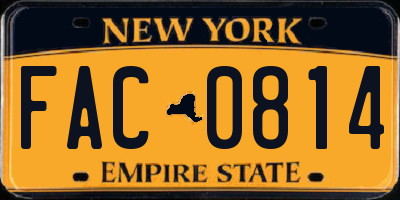 NY license plate FAC0814