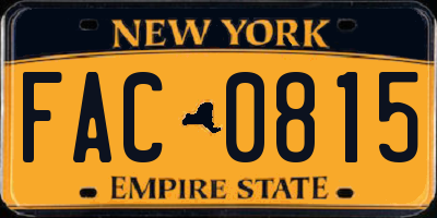 NY license plate FAC0815