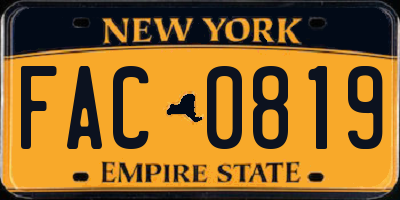 NY license plate FAC0819