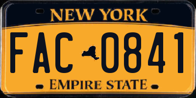NY license plate FAC0841