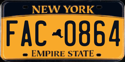 NY license plate FAC0864
