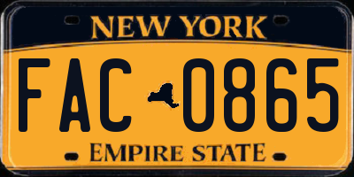 NY license plate FAC0865