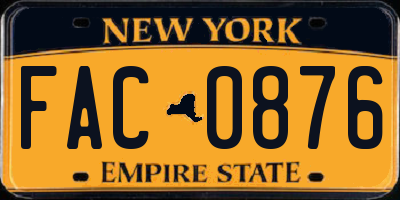 NY license plate FAC0876