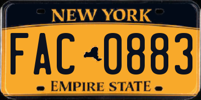 NY license plate FAC0883