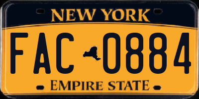 NY license plate FAC0884