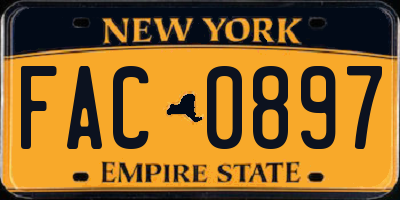 NY license plate FAC0897