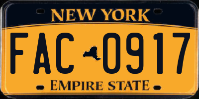 NY license plate FAC0917