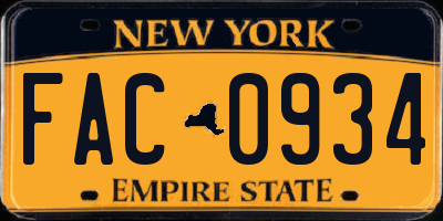 NY license plate FAC0934