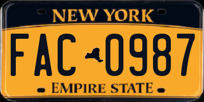 NY license plate FAC0987