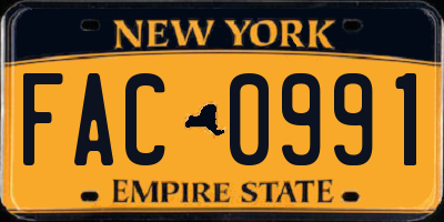 NY license plate FAC0991