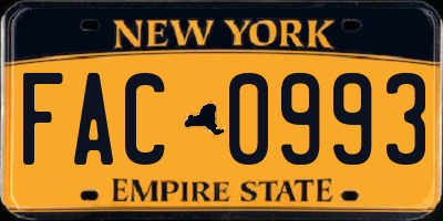 NY license plate FAC0993