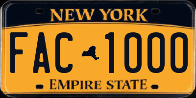 NY license plate FAC1000