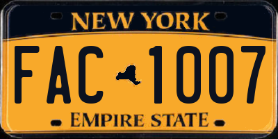 NY license plate FAC1007