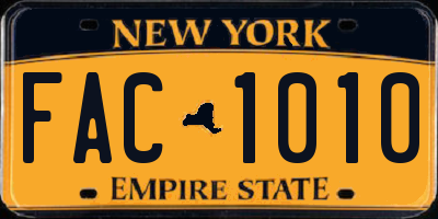 NY license plate FAC1010