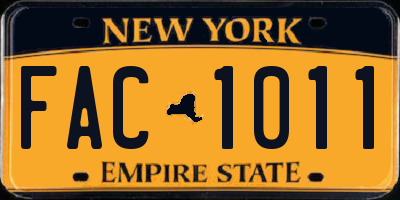 NY license plate FAC1011