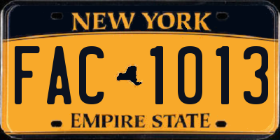 NY license plate FAC1013