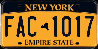NY license plate FAC1017