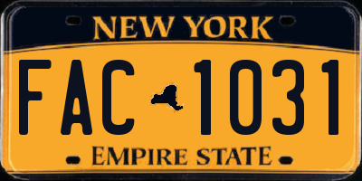 NY license plate FAC1031